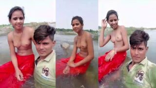 Desi Young Couple Nude Enjoying In River
