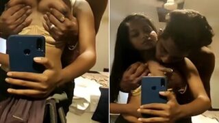 Young Indian Girl Boobs Pressed By Boyfriend In Oyo Hotel