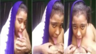 White Saree Naughty Bhabhi Licking Own Nipples